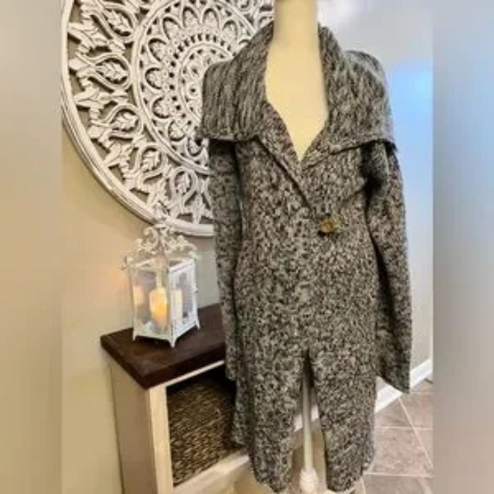 The Limited Animal Print Wool Blend Sweater Jacket